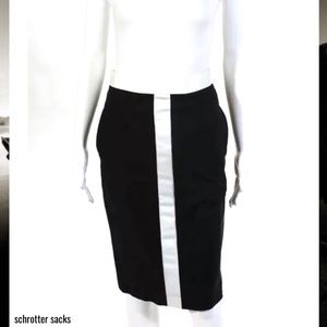 SCHROTTER SACKS Blk/Wht Center Stripe Pencil Skirt